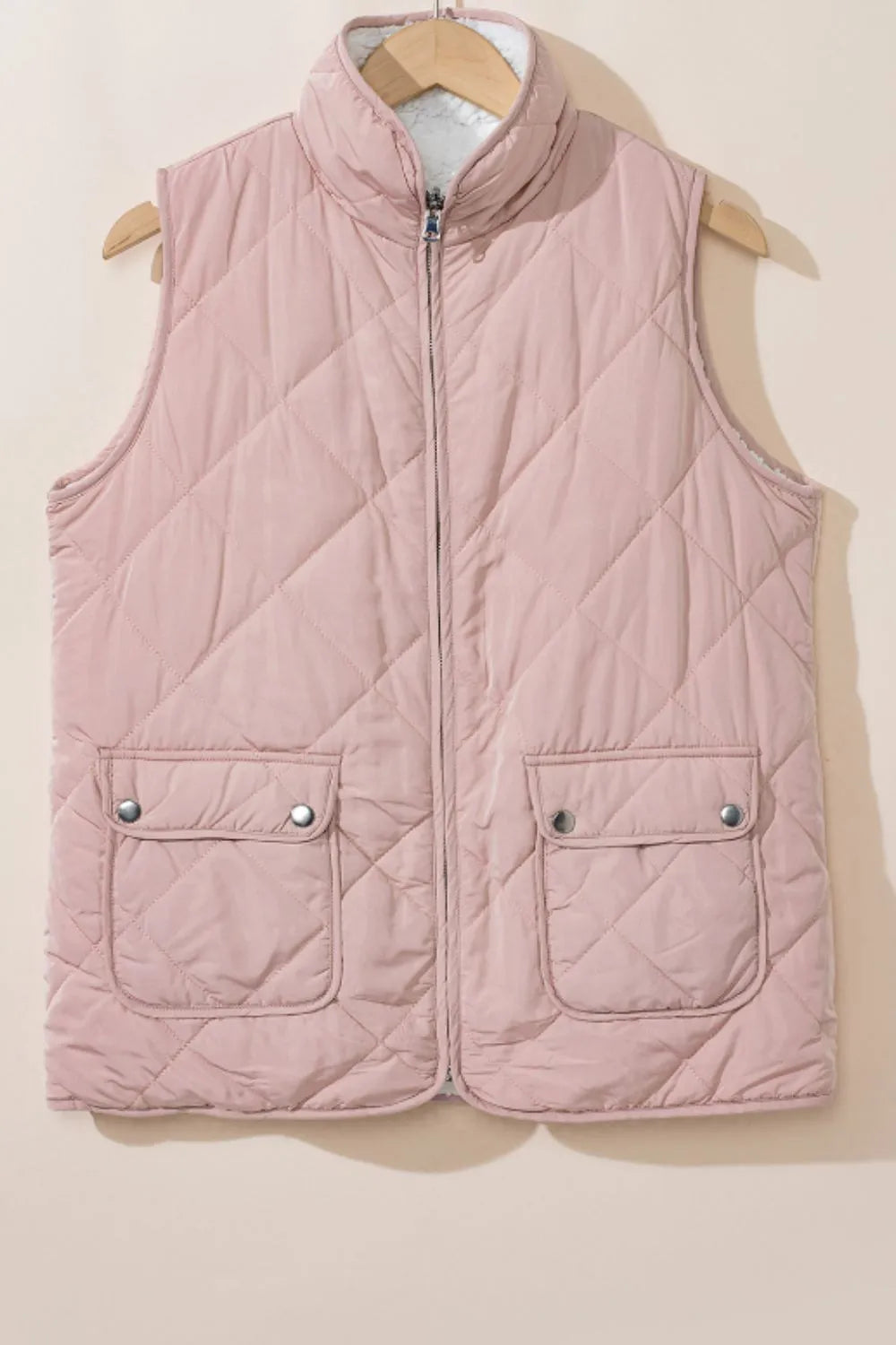 Fuzzy Zip Up Vest Coat with Pockets, view 6