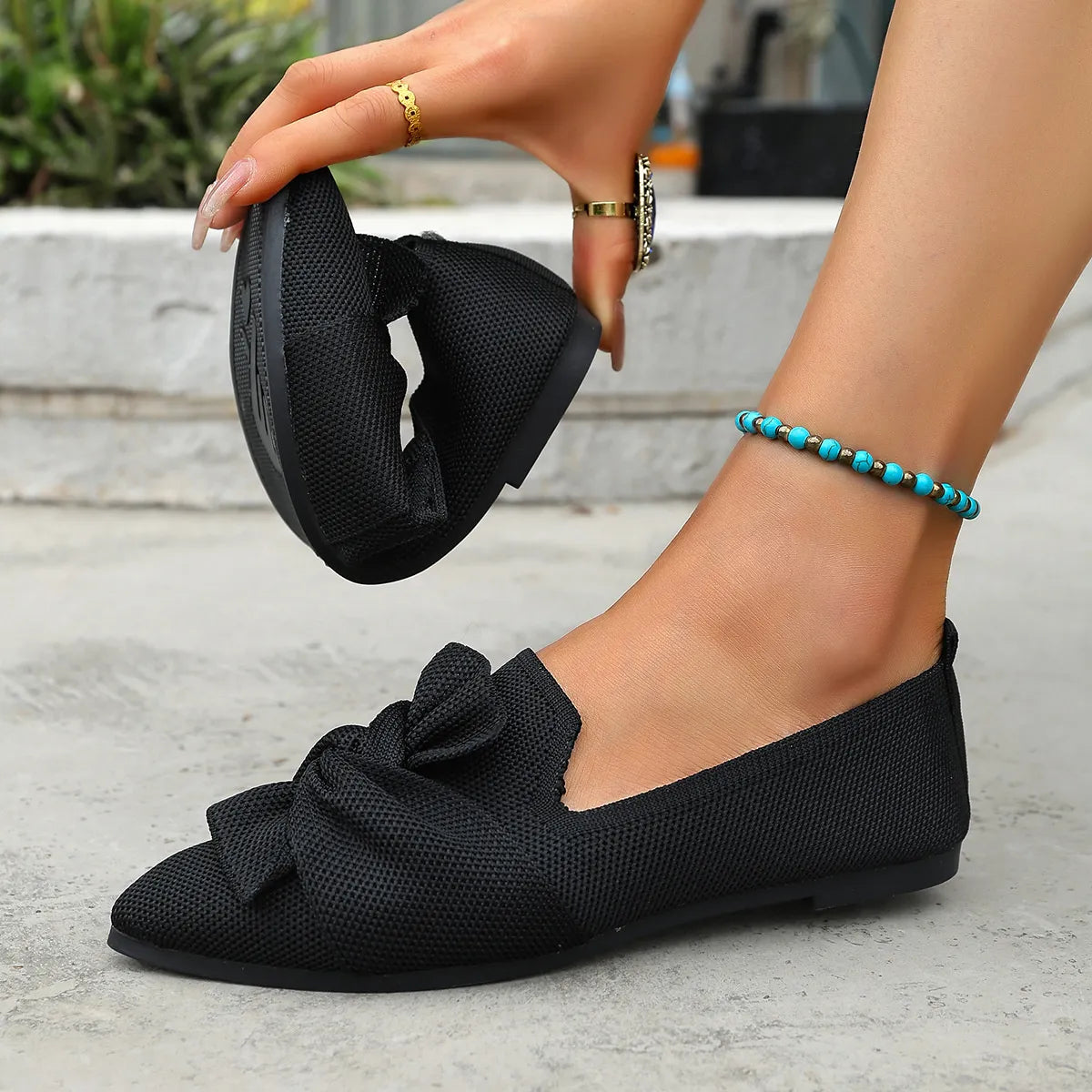 Bow Point Toe Flats Slip-Ons