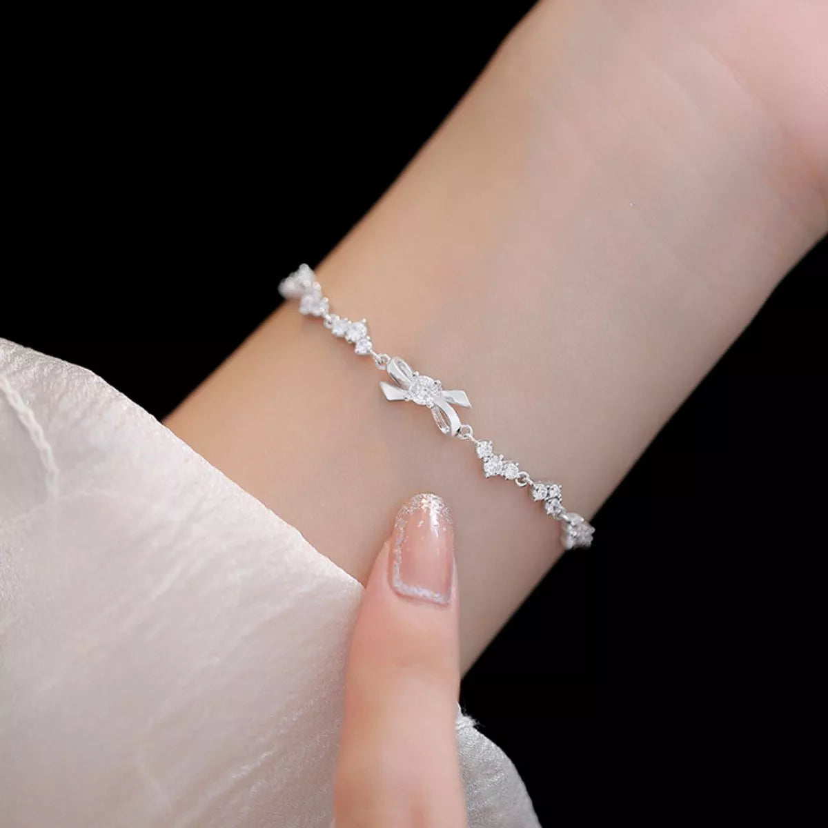 925 Sterling Silver Chain Bow Bracelet - Lilixa.store