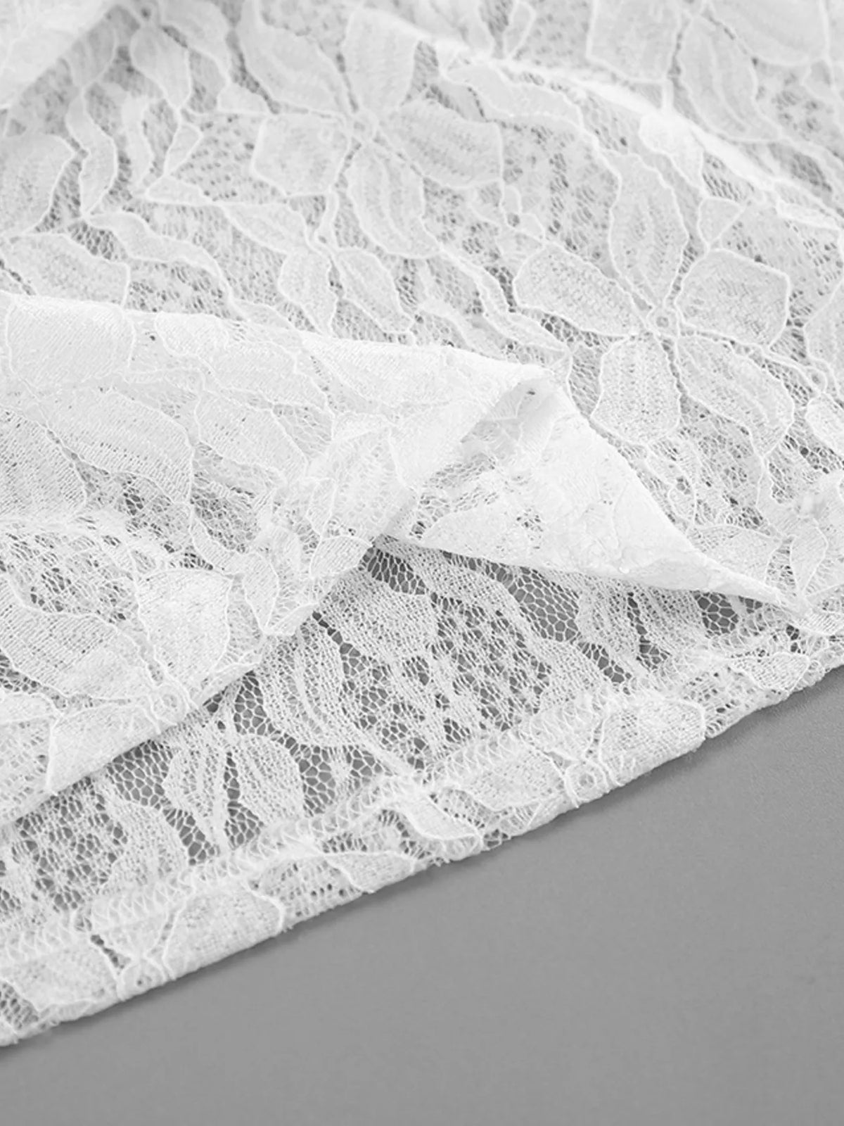 Lace V-Neck Flare Sleeve Blouse in White, view 11