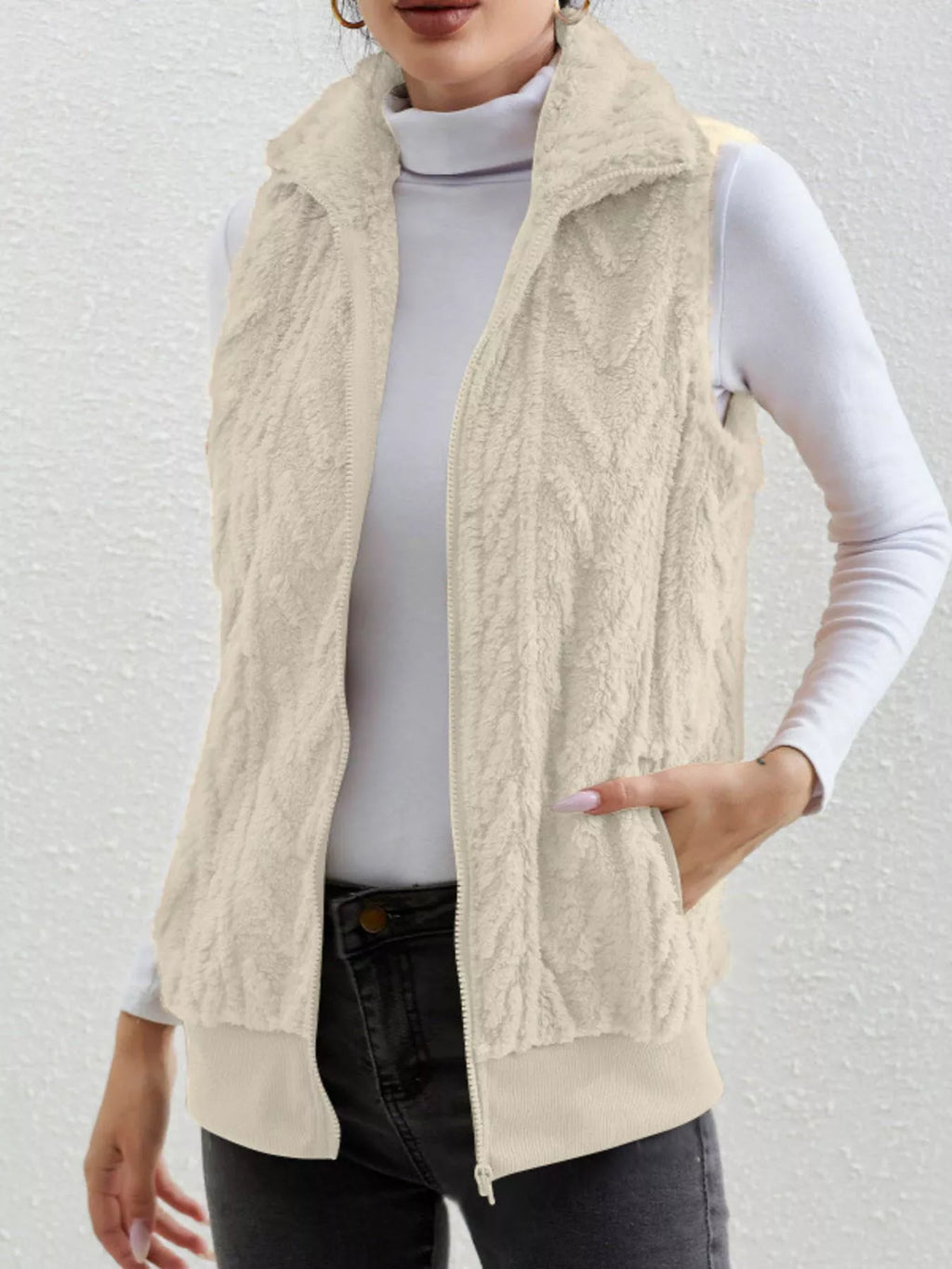 Full Size Cozy Faux Fur Zip-Up Vest Coat Plus Size - Lilixa.store