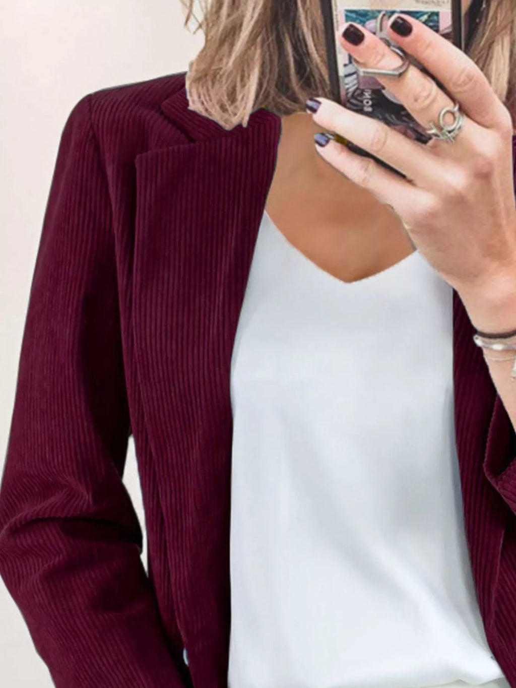 Corduroy Lapel Collar Casual Blazer - Lilixa.store
