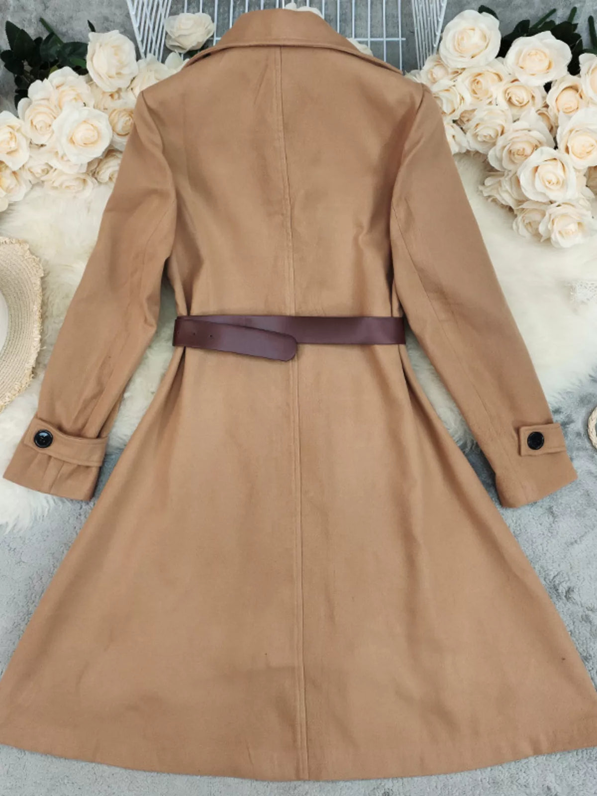 Double-Breasted Wool Blend Coat - Lilixa.store