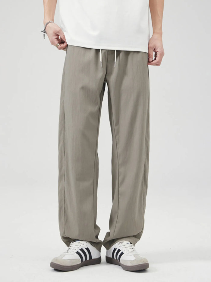 Men's Casual Wide Leg Drawstring Pants in Gray Green