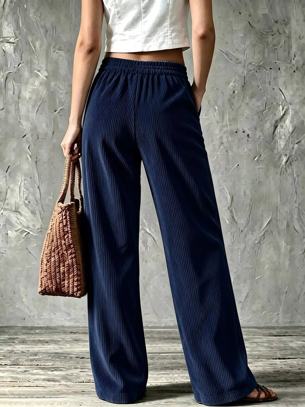 Full Size Wide-Leg Corduroy Pants Plus Size - Lilixa.store