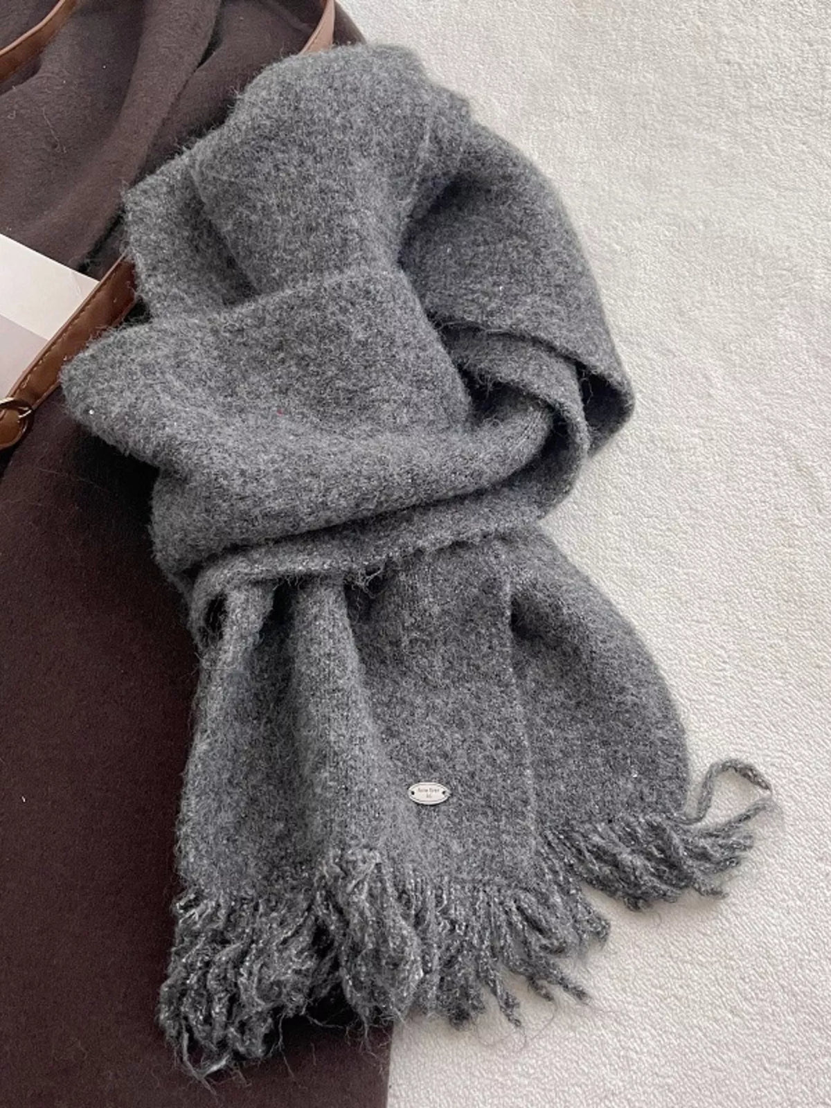 Fringe Hem Knitted Scarf - Lilixa.store