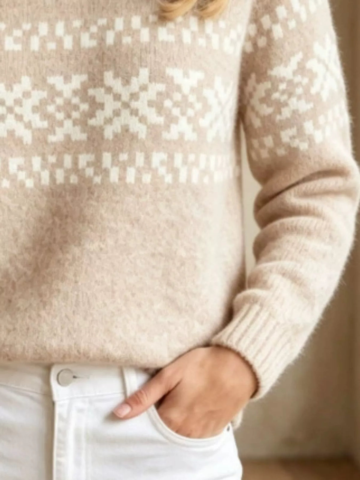 Fair Isle Pattern Crew Neck Sweater, view 5