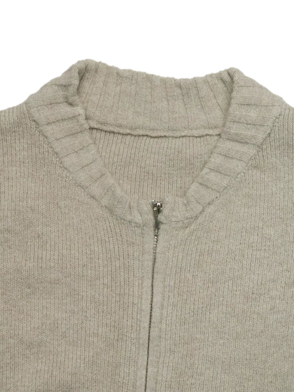 Zip-Up Dropped Shoulder Cardigan in Khaki, view 6
