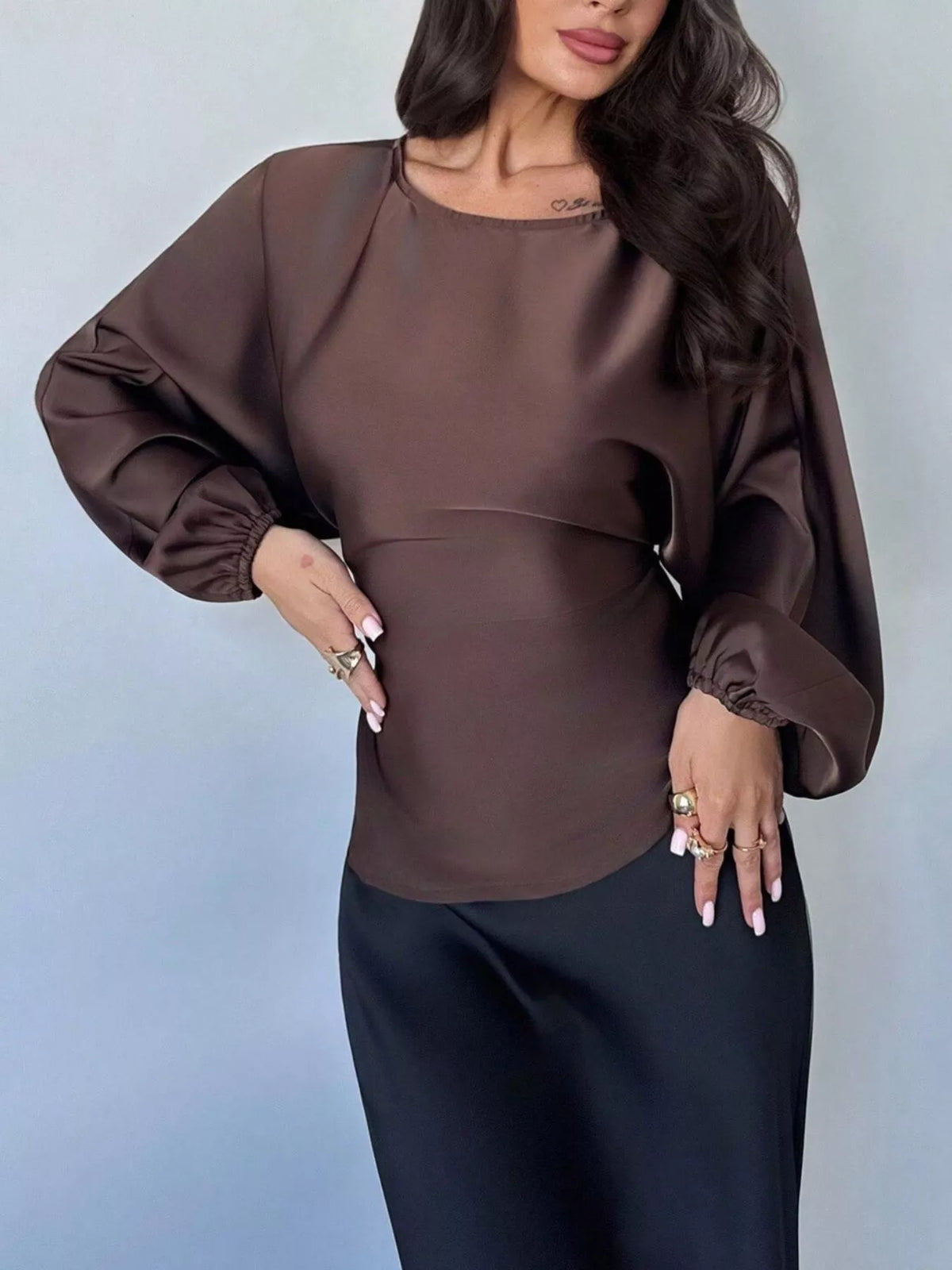 Polka Dot Round Neck Blouse - Lilixa.store