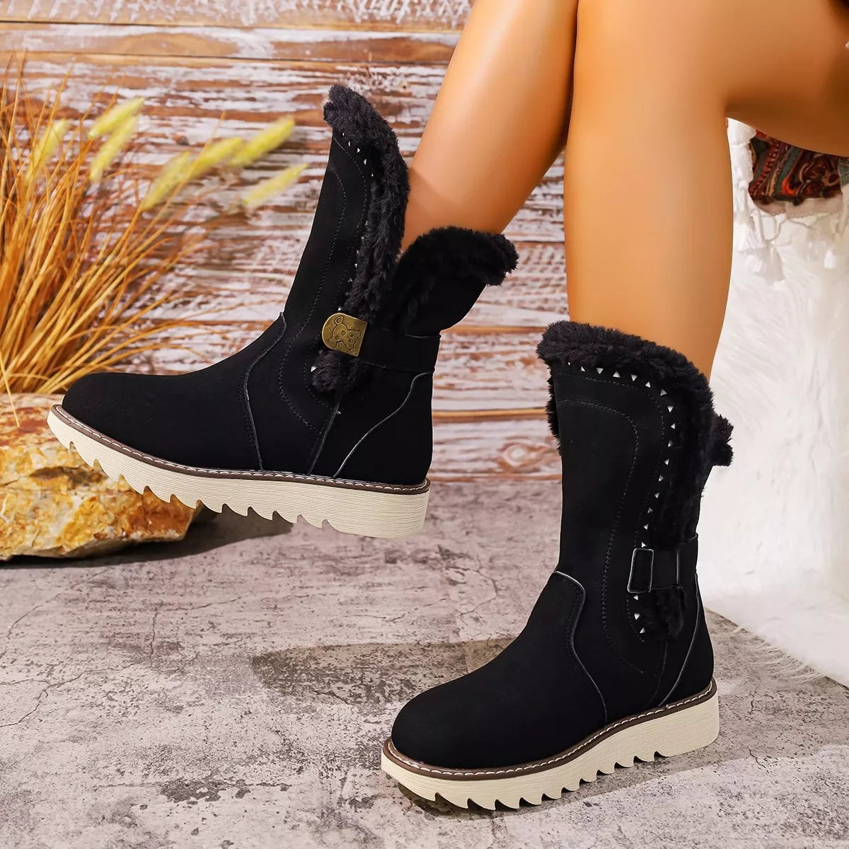 Round Toe Platform Boots - Lilixa.store