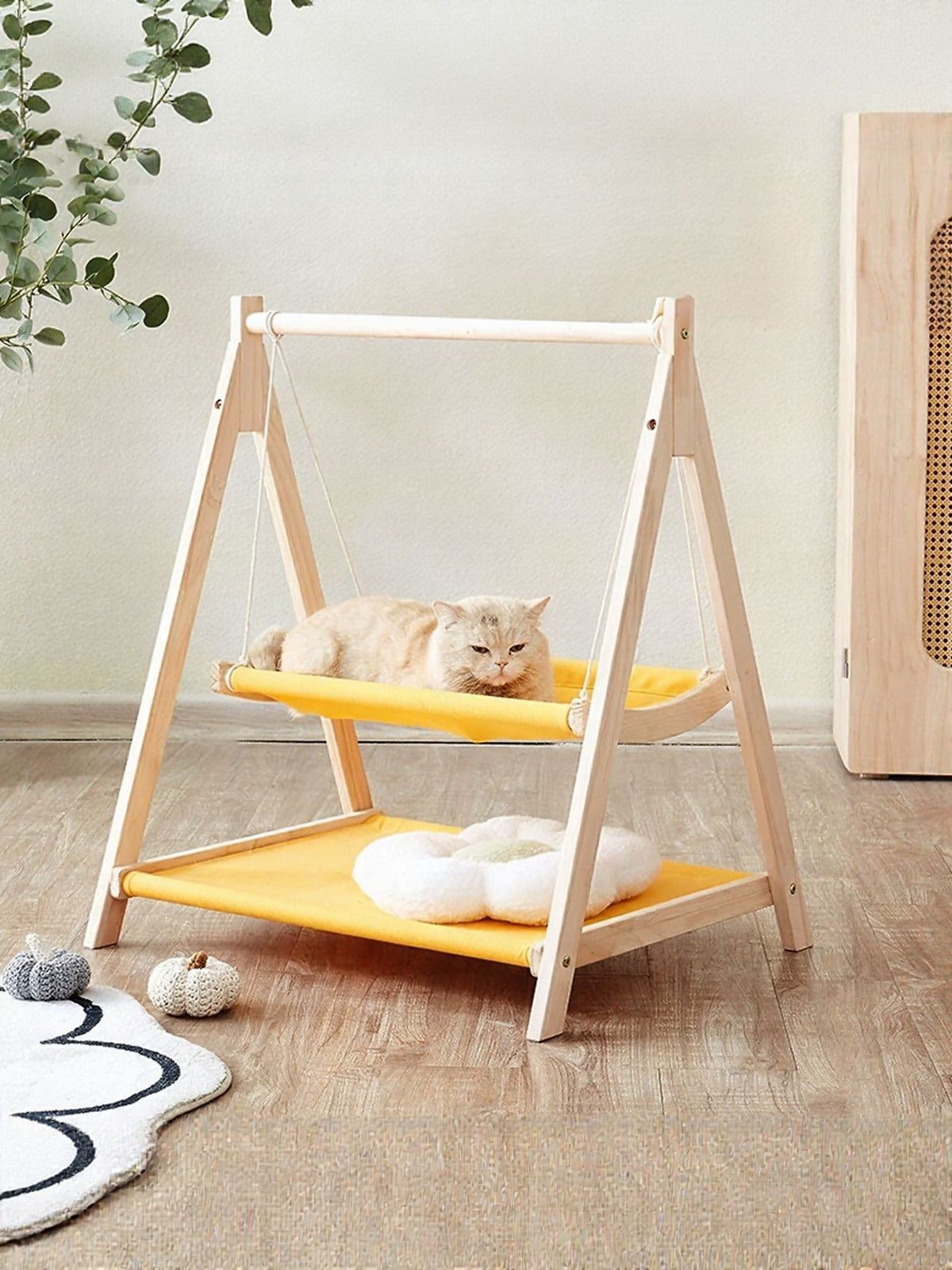 Wooden Triangle Cat Hammock - Lilixa.store