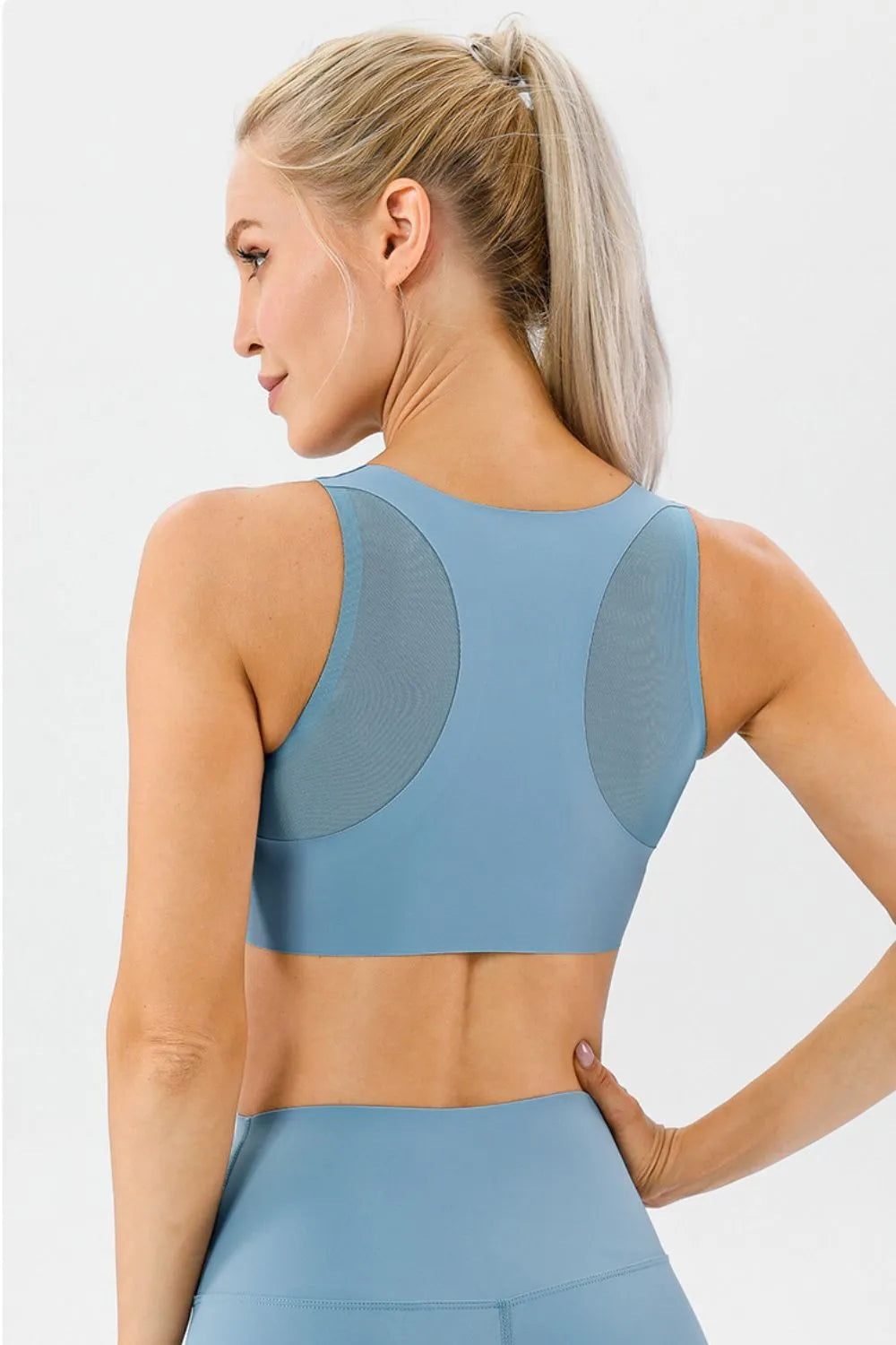 Round Neck Wide Strap Active Bra - Lilixa.store