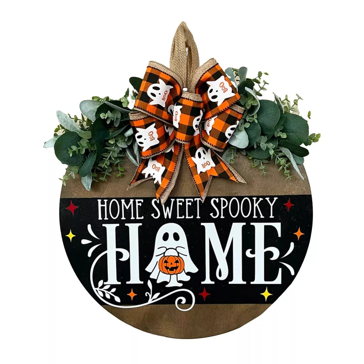 Halloween Decorative Wooden Hanger with Ghost Bow - Lilixa.store