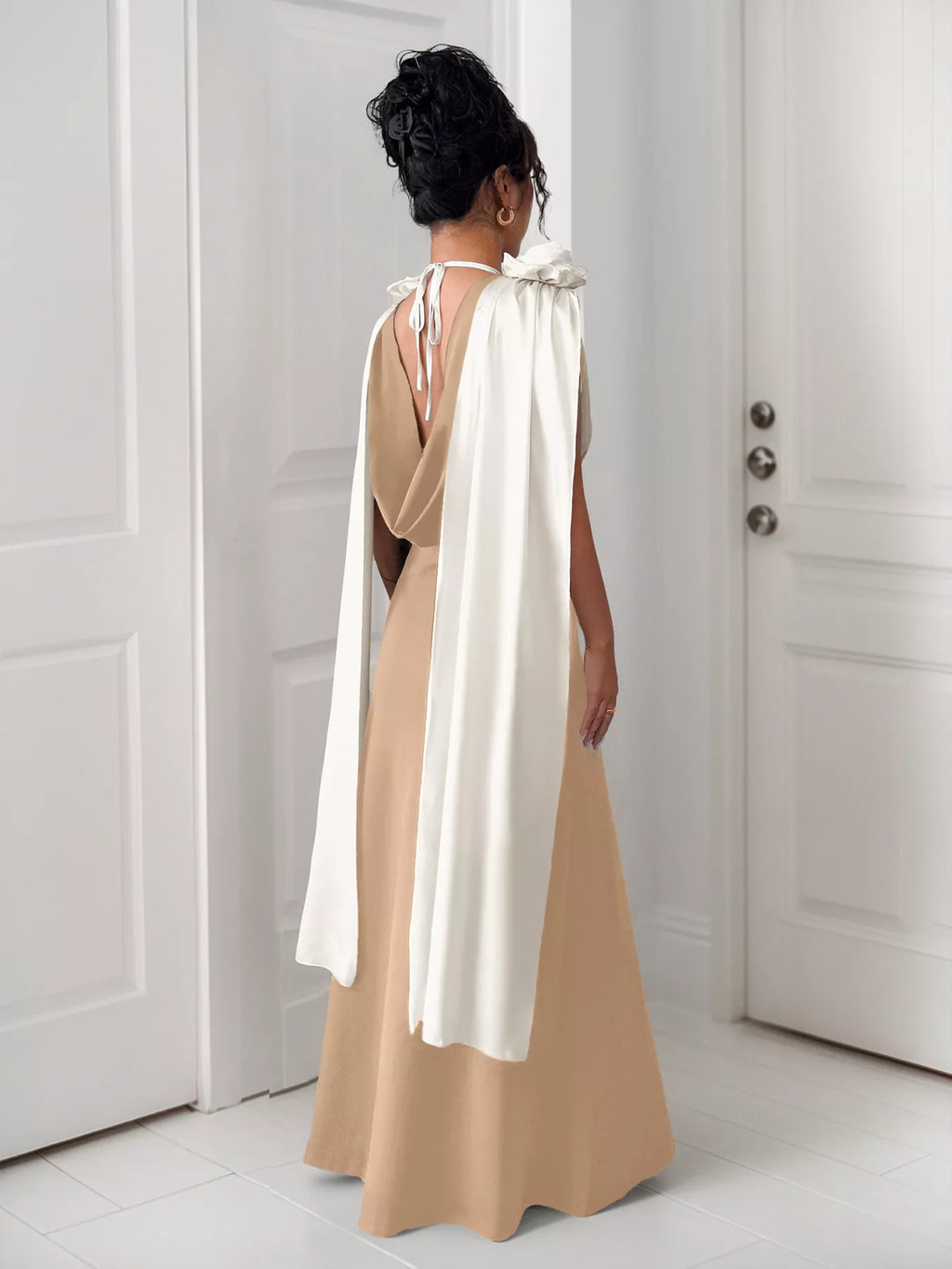 Floral Applique Two Tone Maxi Dress - Lilixa.store