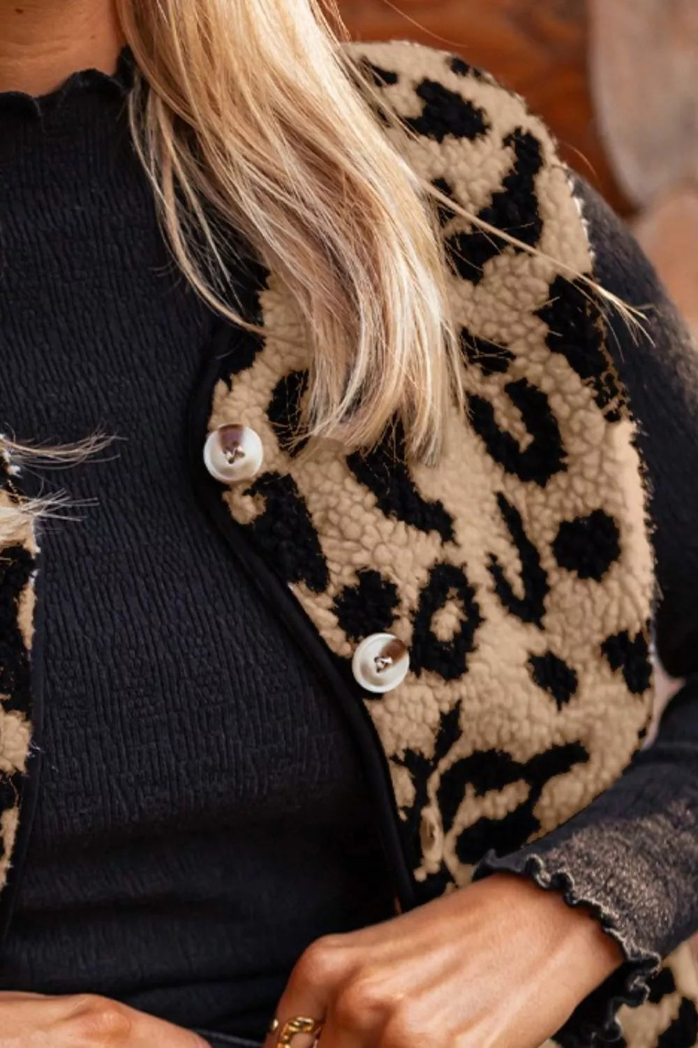 Leopard Print Sherpa Fleece Vest Coat - Lilixa.store