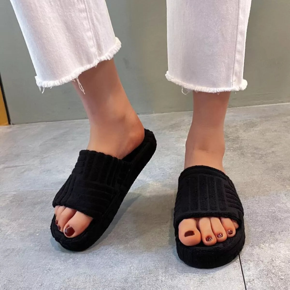Open Toe Platform Slippers - Lilixa.store