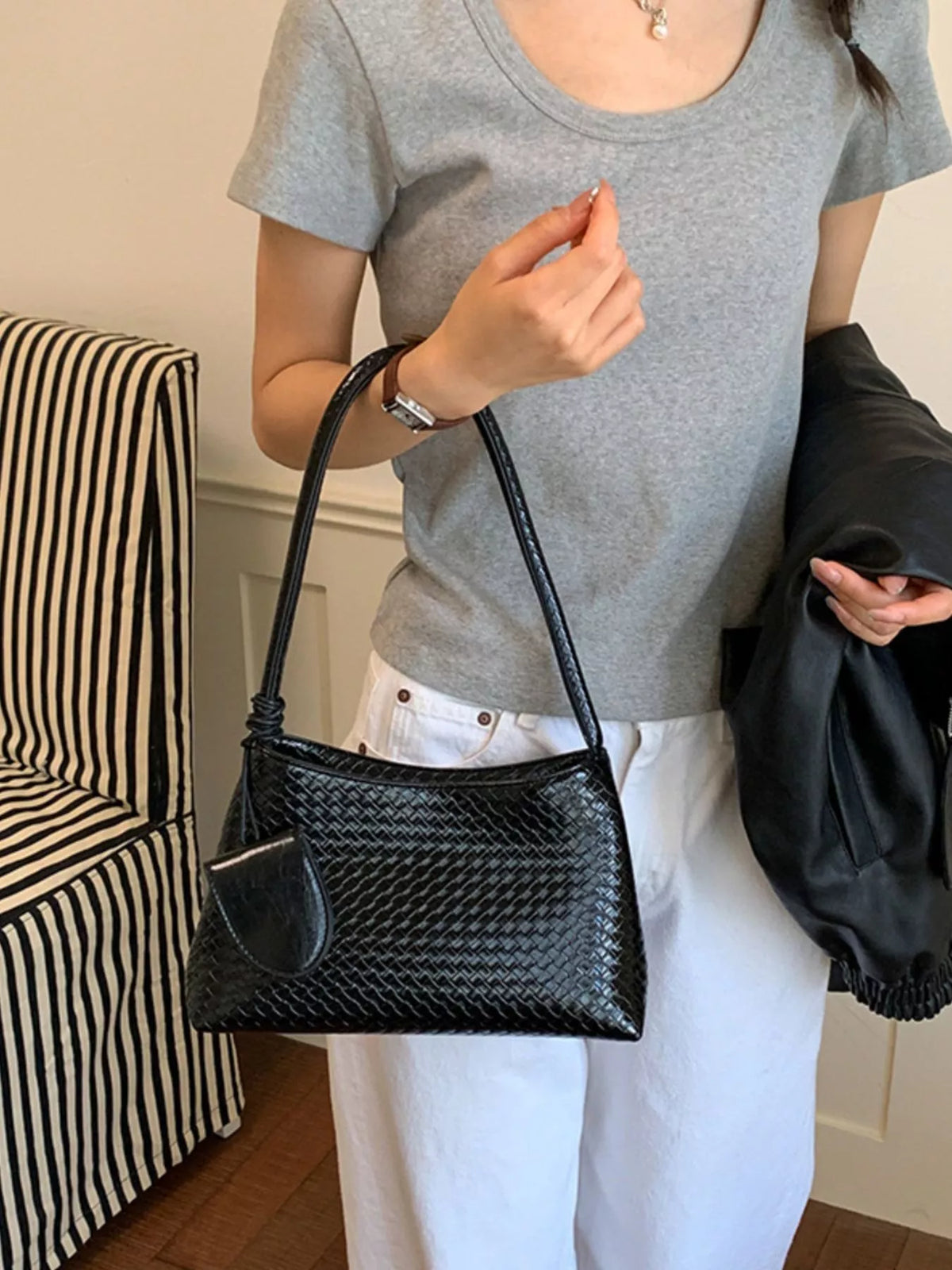Woven Texture Shoulder Bag - Lilixa.store