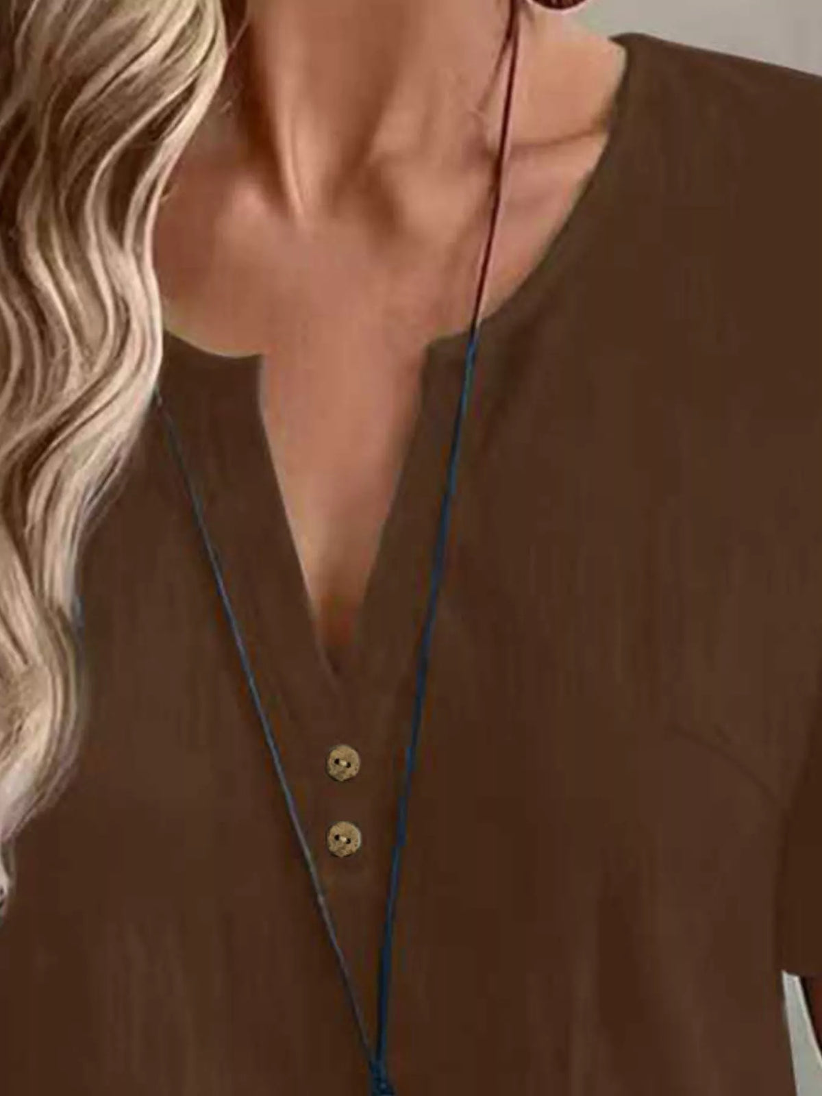 Notched Short Sleeve Blouse - Lilixa.store