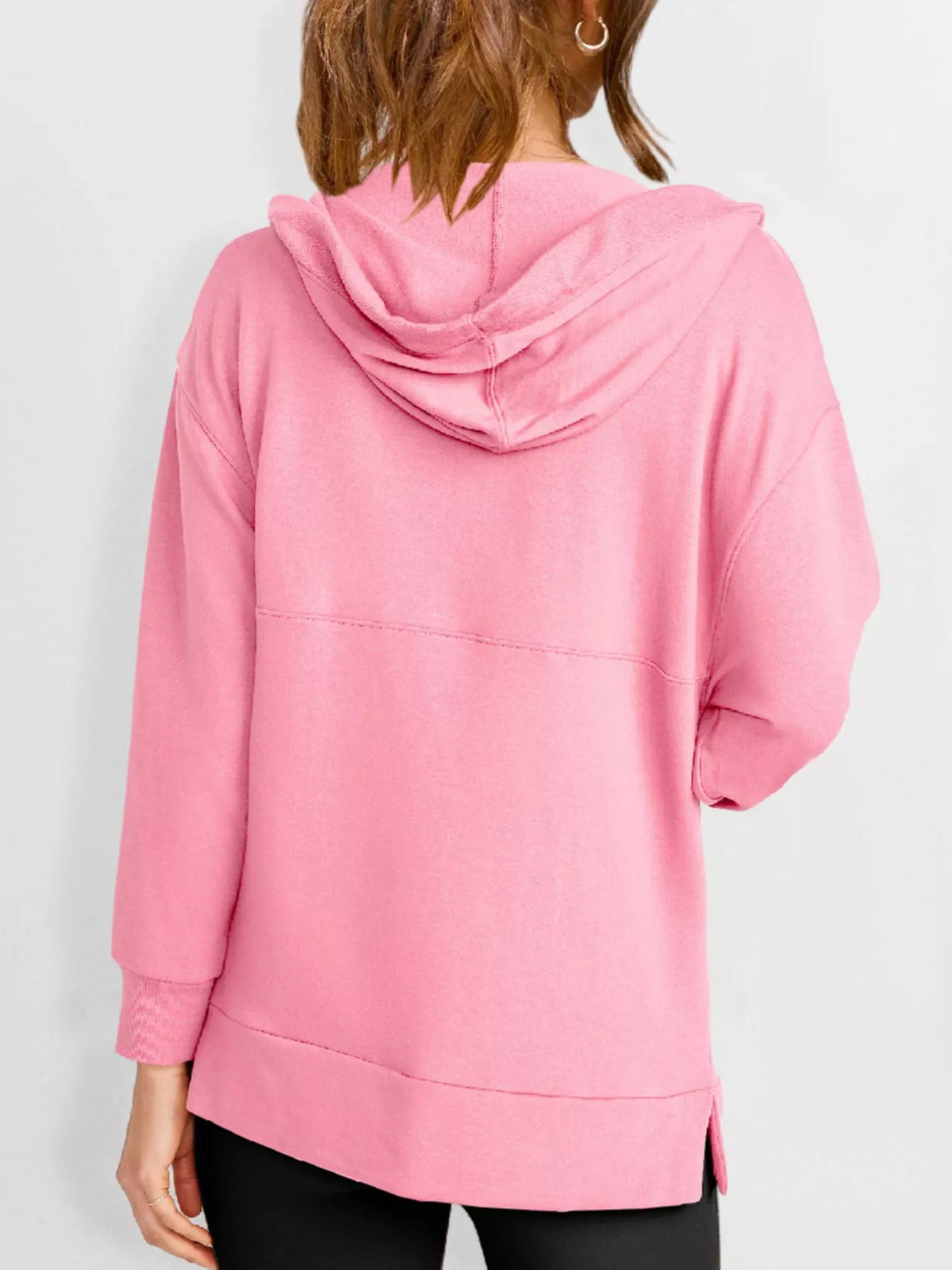 Drawstring Kangaroo Pocket Long Sleeve Hoodie - Lilixa.store