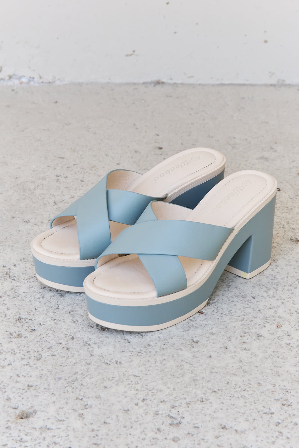 Weeboo Cherish The Moments Contrast Platform Sandals in Misty Blue - Lilixa.store