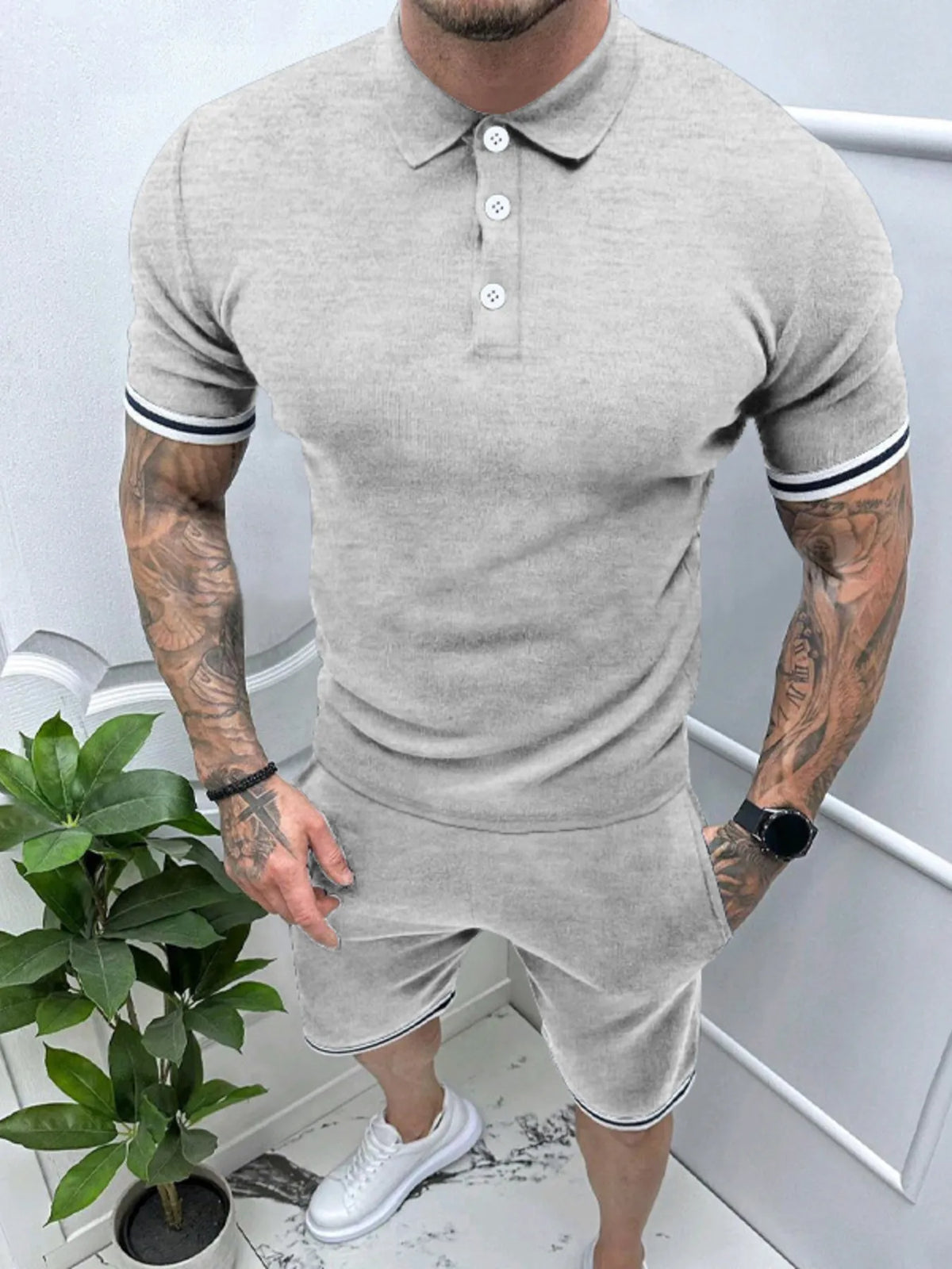 Men's Short Sleeve Polo and Shorts Set, view 4