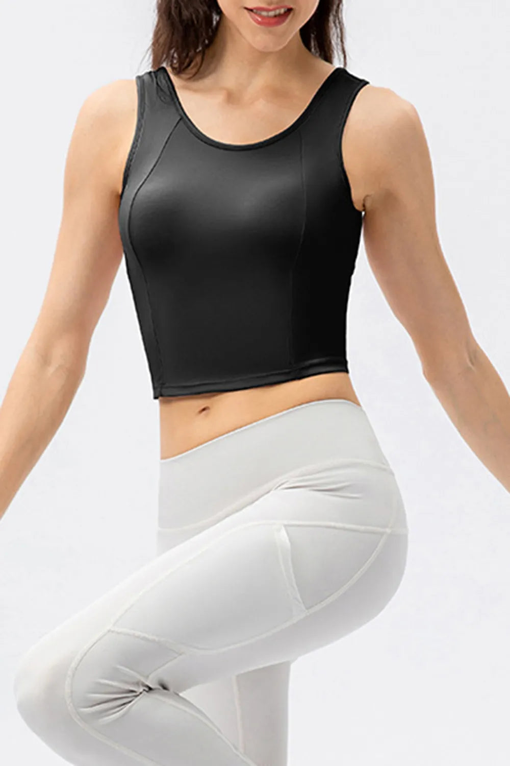 Round Neck Wide Strap Active Tank - Lilixa.store