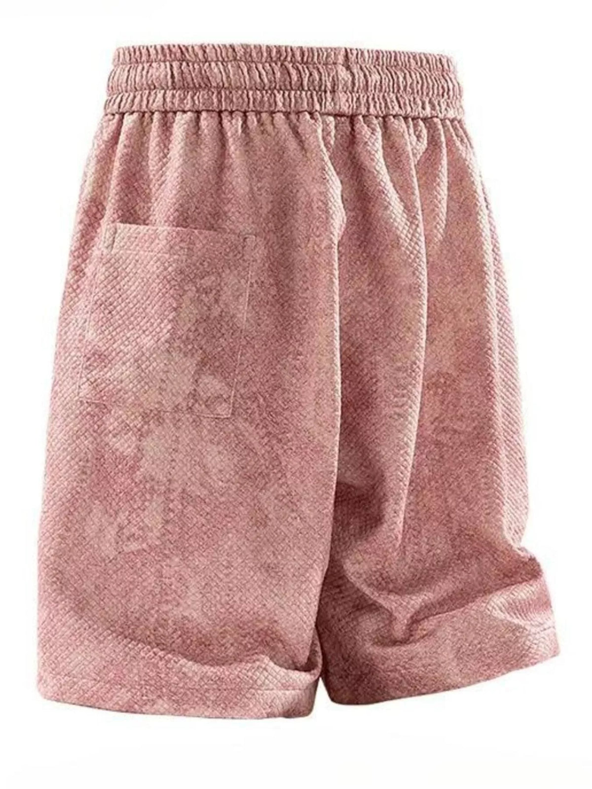 Men's Plus Size Snake Print Drawstring Shorts in Apricot Gray, view 6