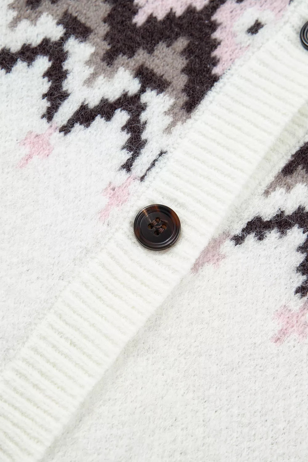 Geometric Pattern Brushed Knit Button Cardigan - Lilixa.store
