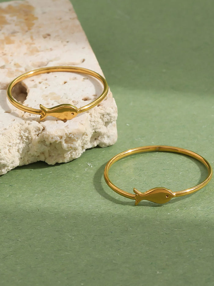 18K Gold-Plated Stainless Steel Fish Ring