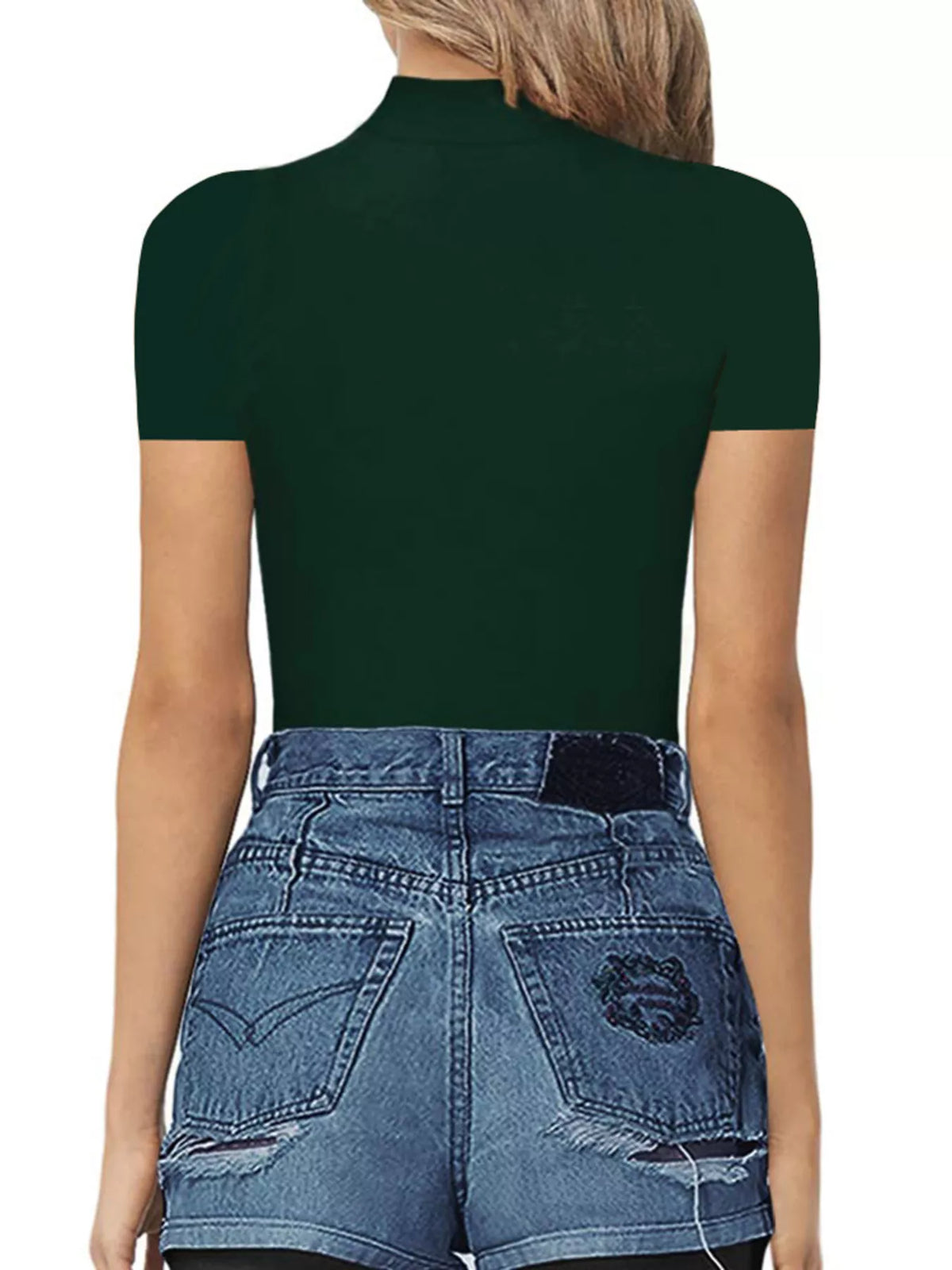 Mock Neck Short Sleeve Bodysuit - Lilixa.store
