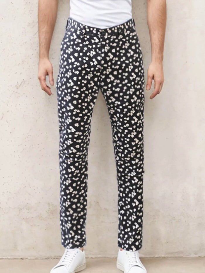 Men's Printed Casual Pants in Black