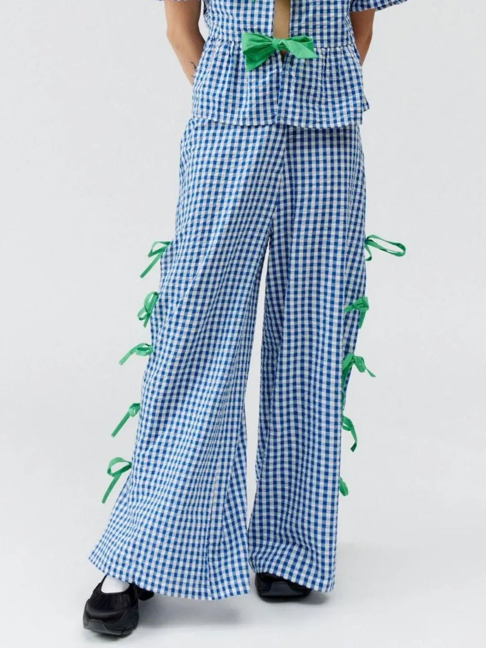 Side Tied Plaid Pants - Lilixa.store
