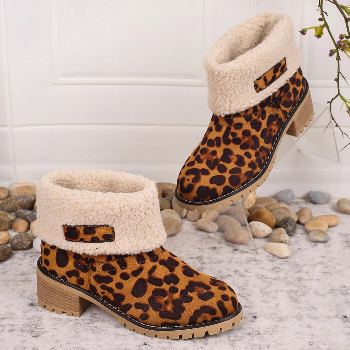 Leopard Print Plush Lined Boots - Lilixa.store