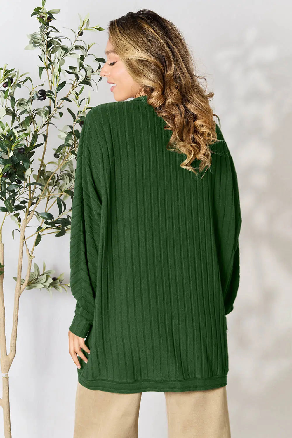 Basic Bae Full Size Ribbed Cocoon Cardigan - Lilixa.store