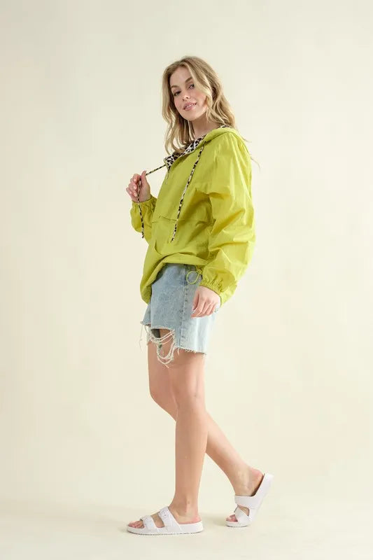 And The Why Leopard Print Hoodie Zipper Up Pocket Windbreaker - Lilixa.store