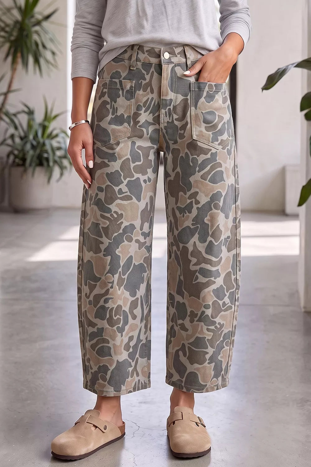 Multicolour Camouflage Shift Ankle Length Jeans - Lilixa.store