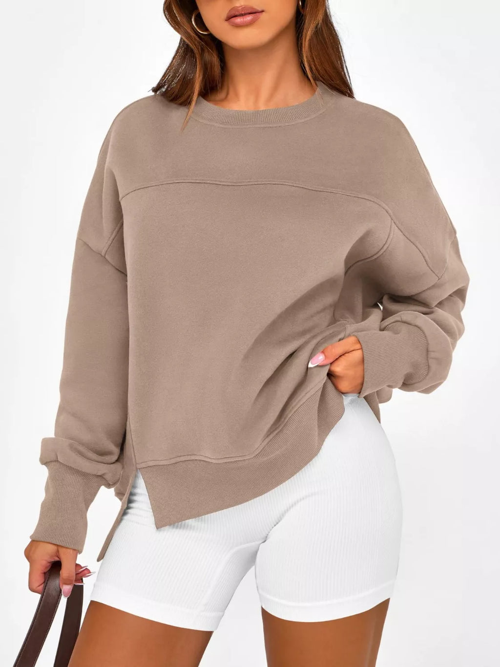 Casual Loose Side Slit Sweatshirt - Lilixa.store