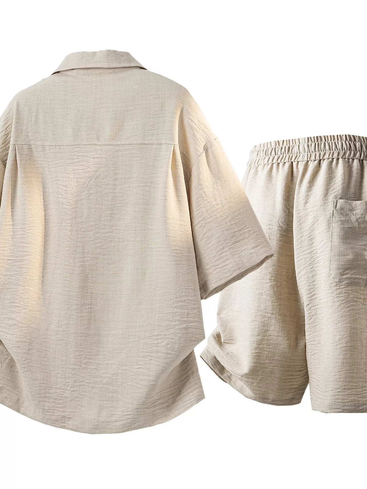 Men's Full Size Button Up Short Sleeve Shirt and Shorts Plus Size - Lilixa.store