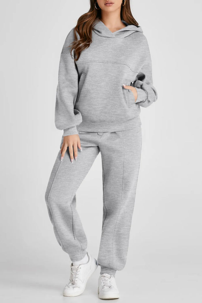 Dropped Shoulder Long Sleeve Hoodie and Pants Active Set - Lilixa.store
