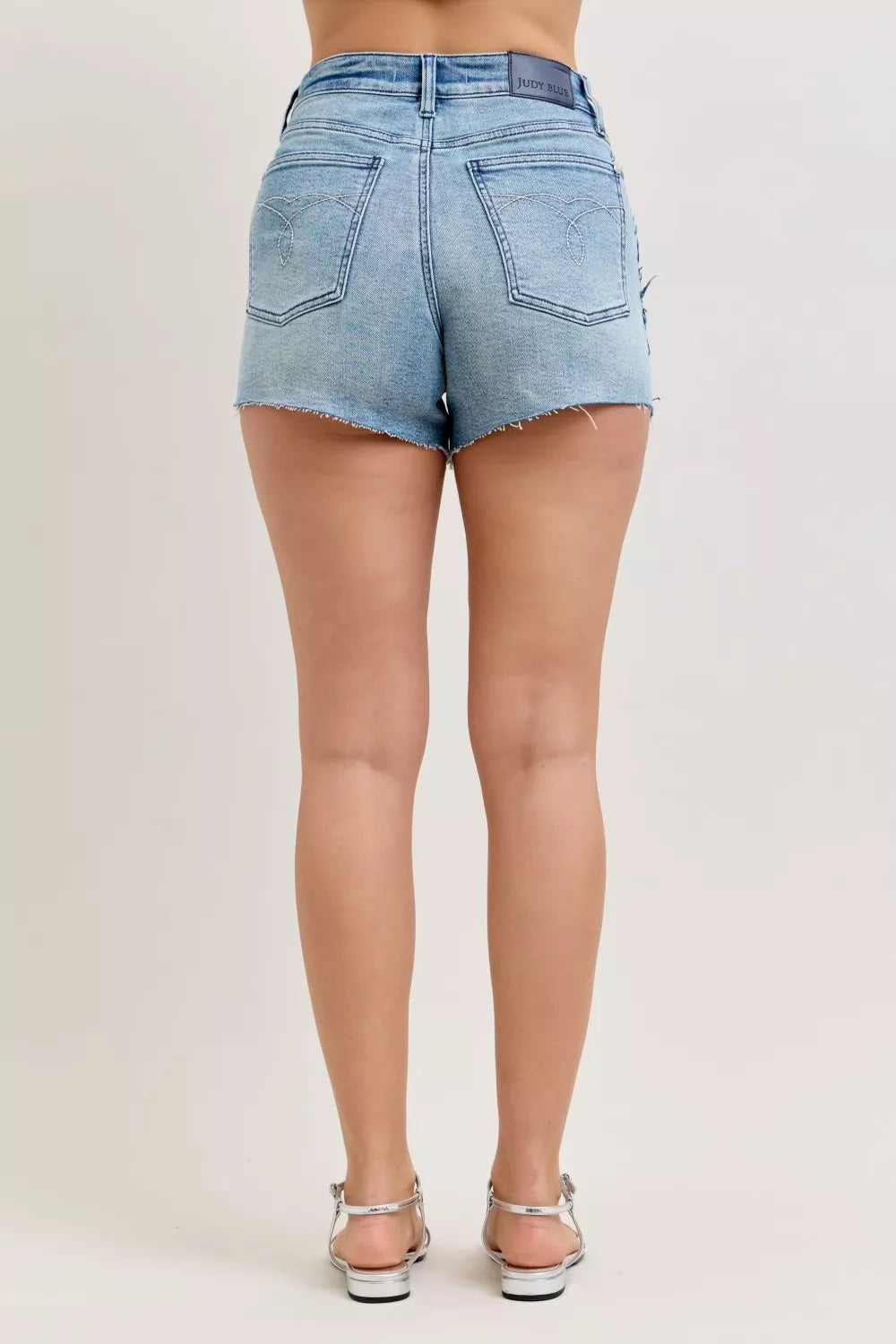 Judy Blue Hw Rigid Magic Cut Off Denim Shorts with Raw Side Seams - Lilixa.store