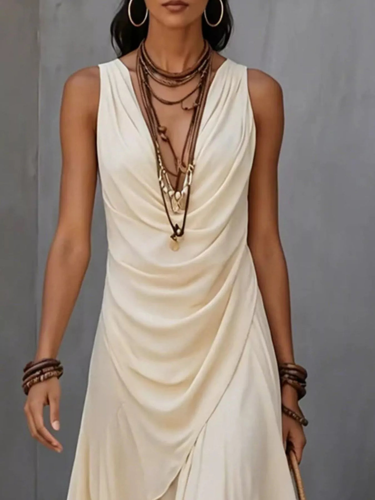 Sleeveless Layered Ruffle Hem Maxi Dress - Lilixa.store