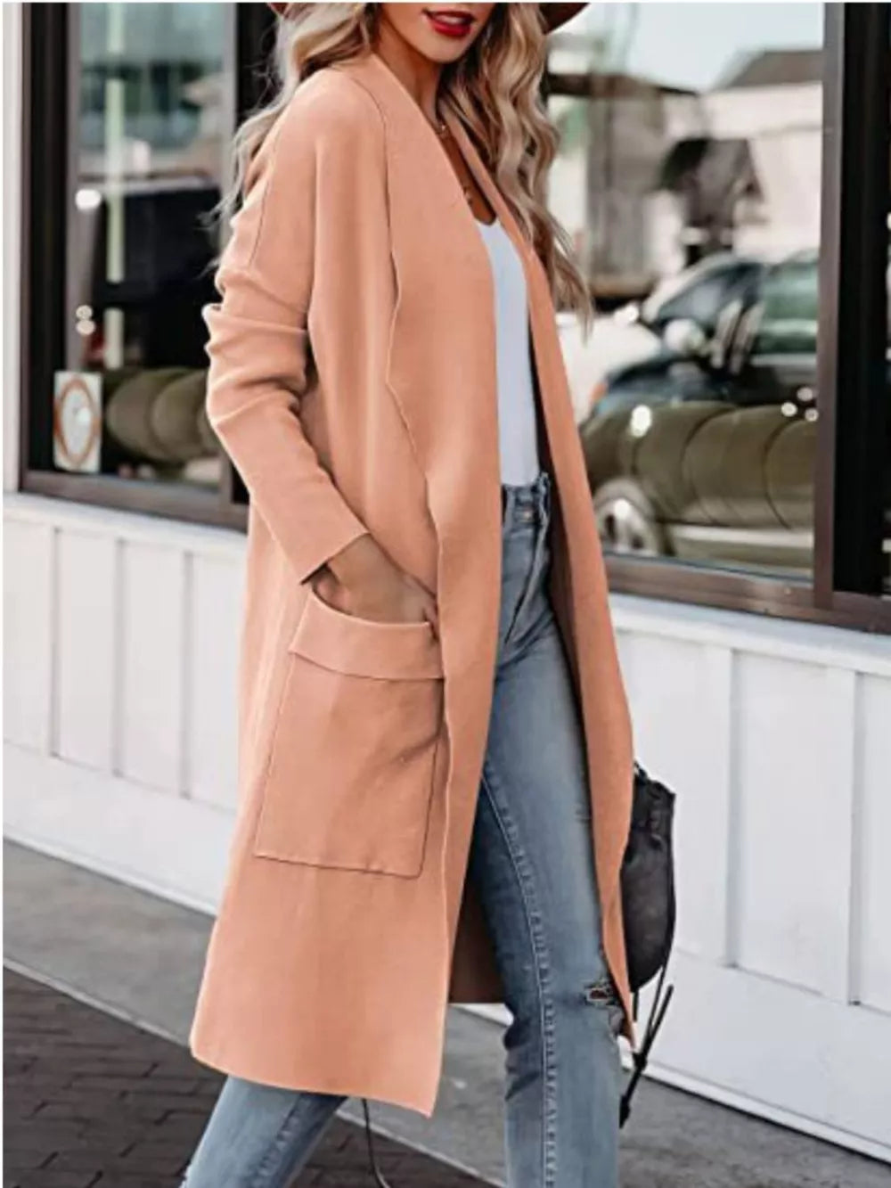 Open Front Dropped Shoulder Outerwear - Lilixa.store
