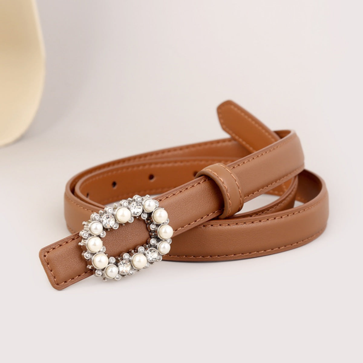 Pearl Buckle Leather Belt - Lilixa.store