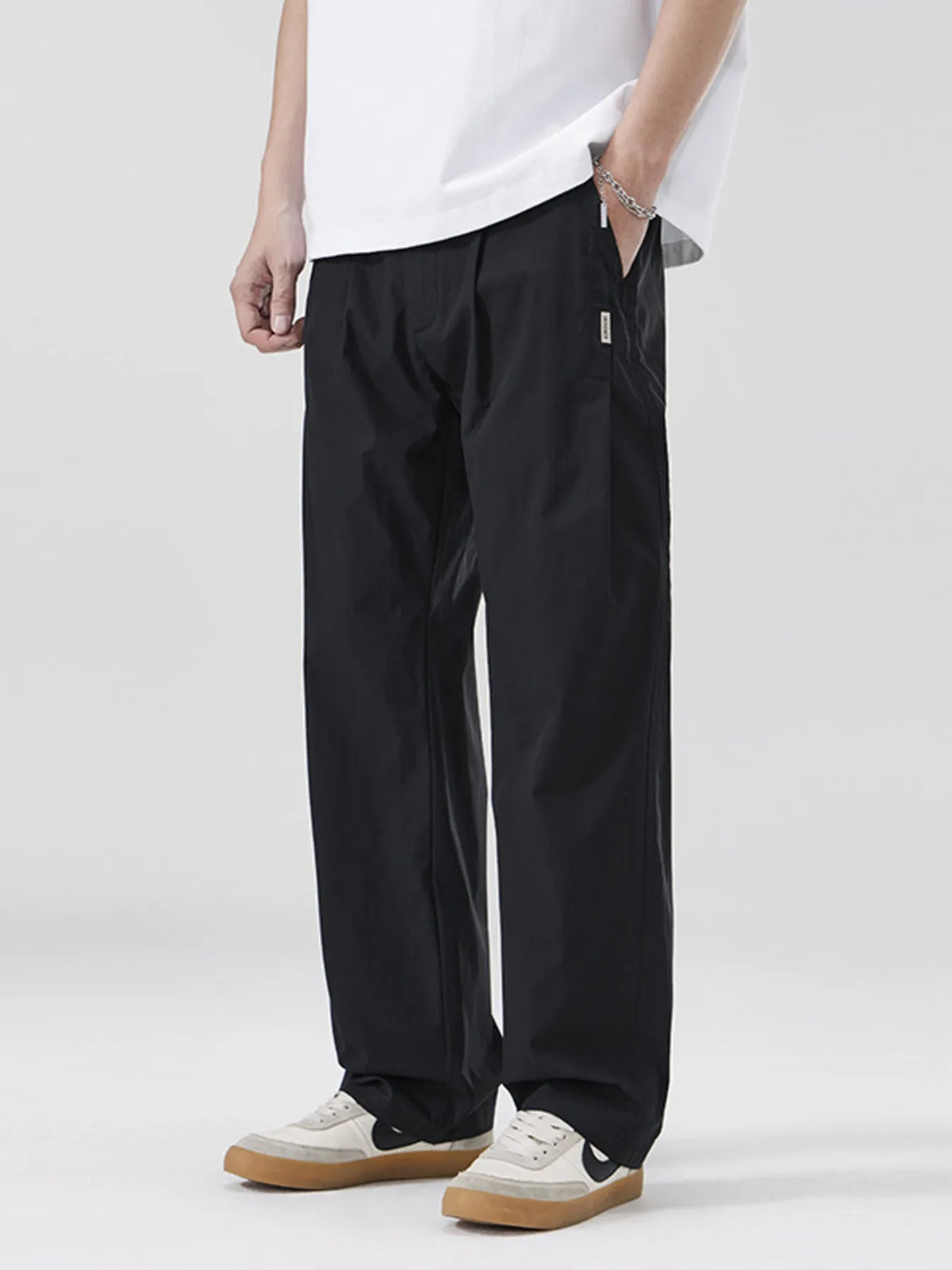 Men's Full Size Casual Loose Fit Pants Plus Size in Black