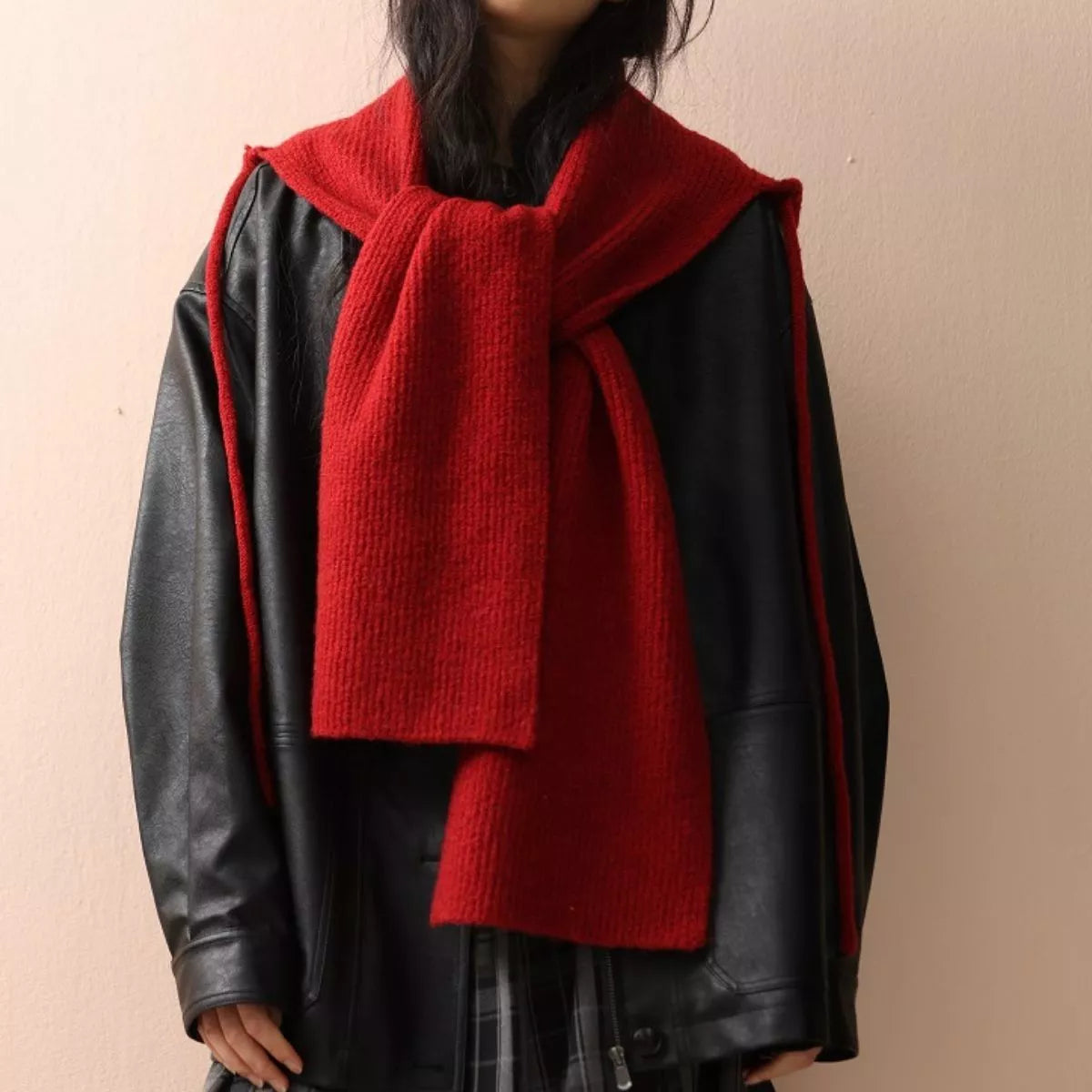 Cozy Knit Tie Scarf with Hooded Design, view 6