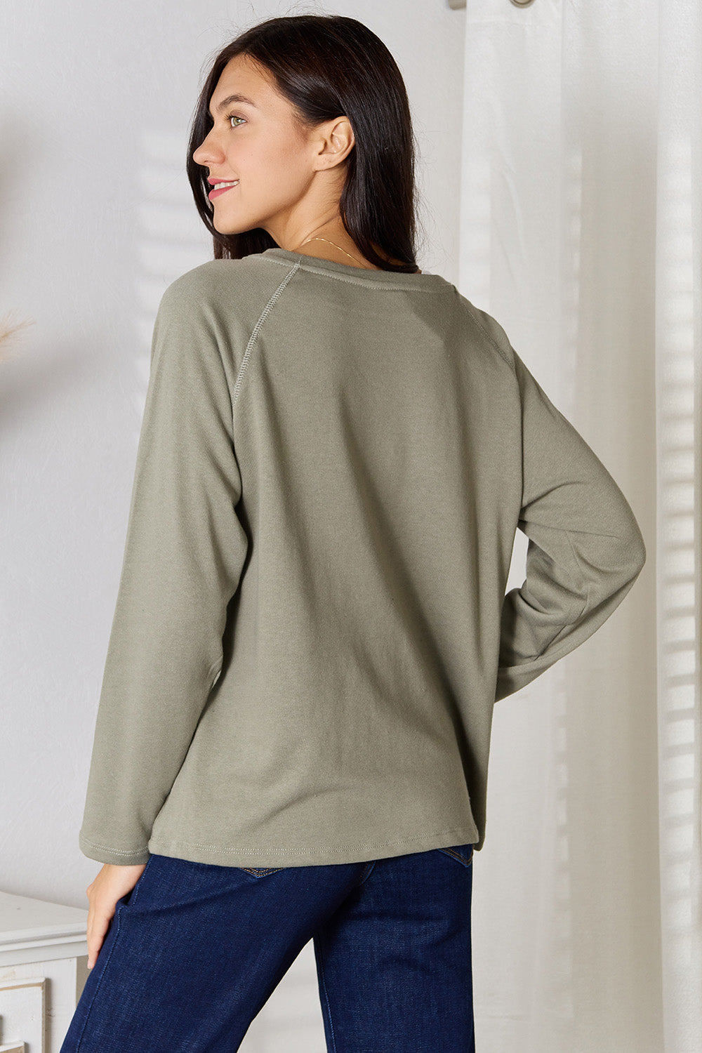 Culture Code  Full Size V-Neck Long Sleeve T-Shirt - Lilixa.store