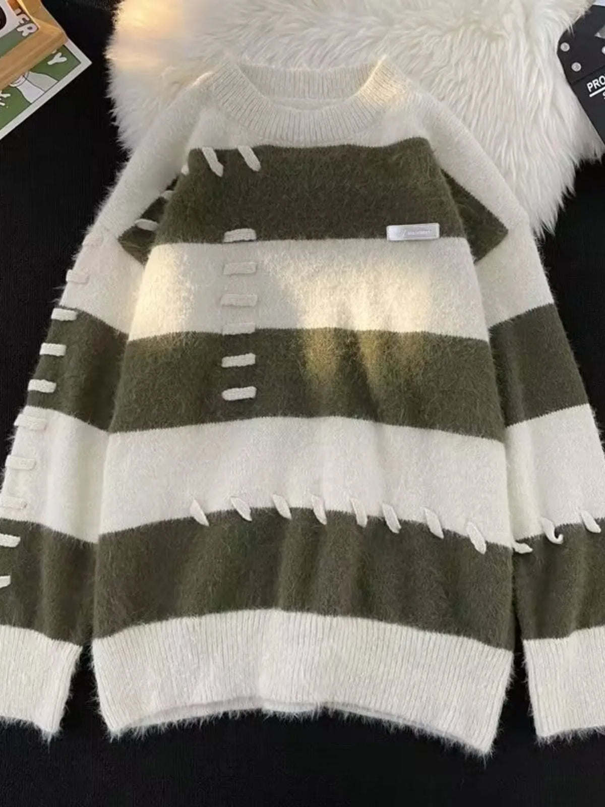 Men's Striped Knit Round Neck Pullover - Lilixa.store