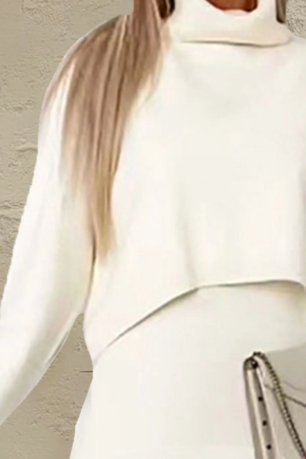 Turtleneck Dropped Shoulder Sweater and Dress Sweater Set, view 4