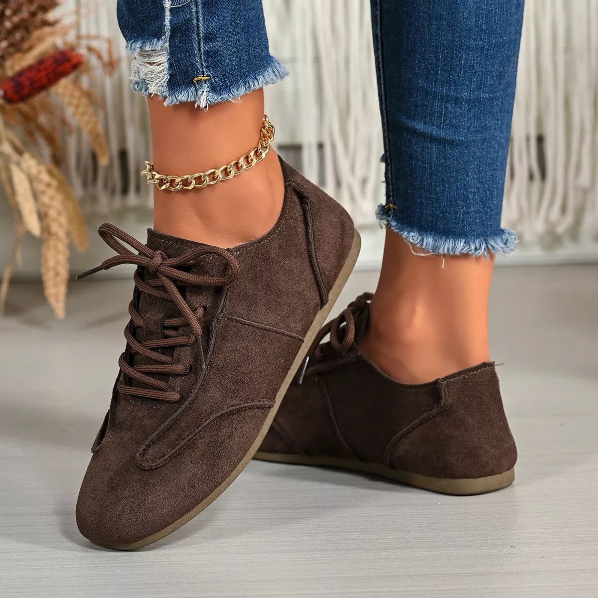 Lace Up Round Toe Sneakers - Lilixa.store