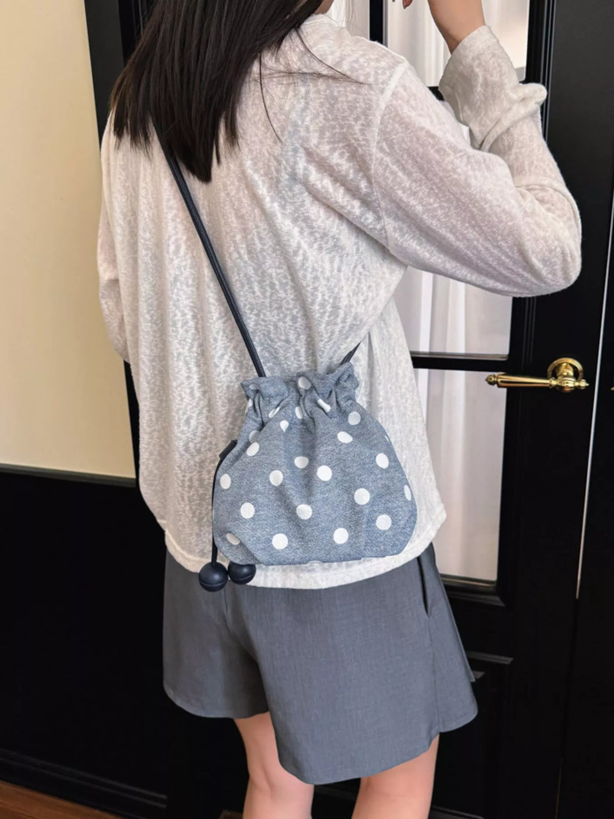 Polka Dot Drawstring Crossbody Bag